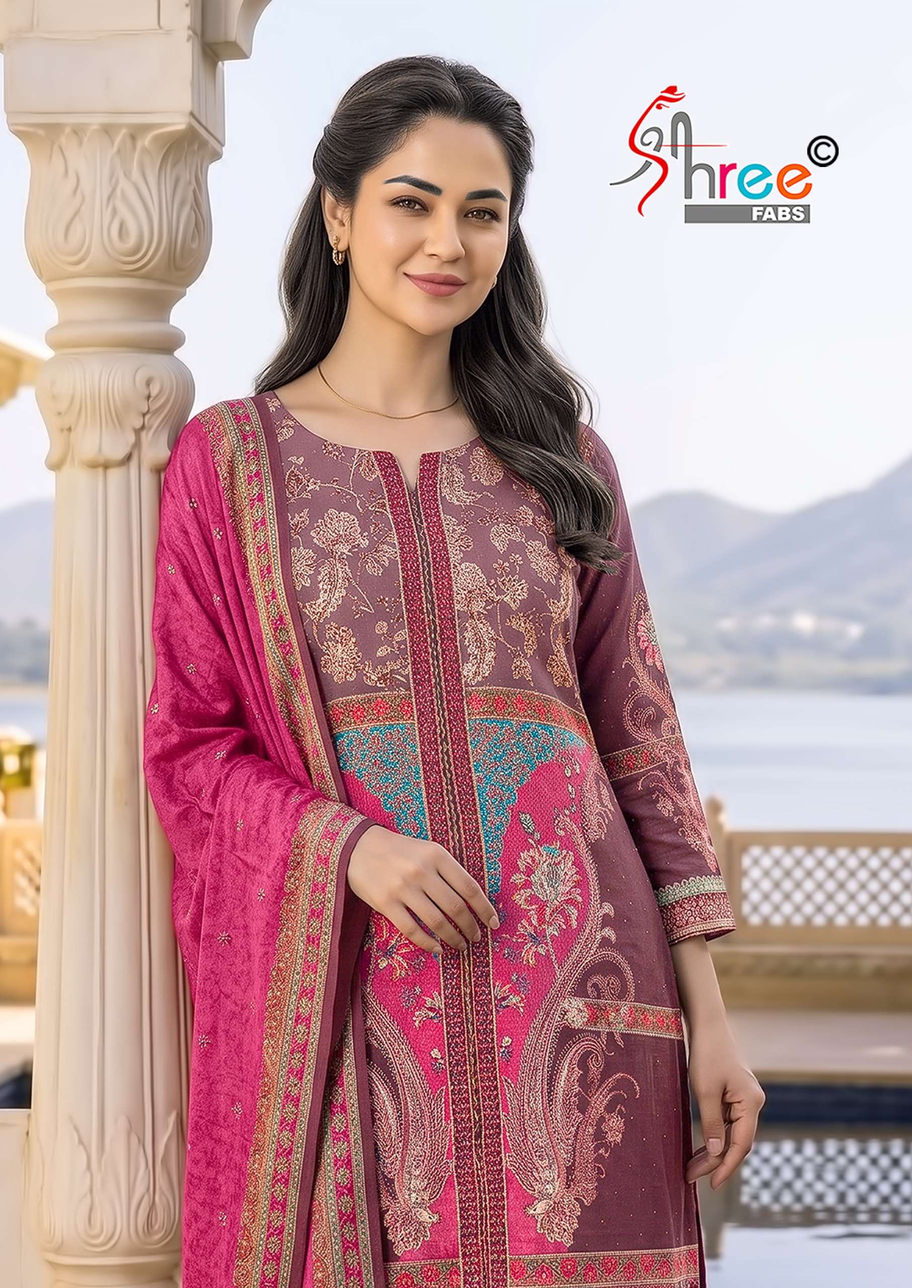 SHREE FABS KT 375 COLOUR MASLIN MULTI COLOR AND WORK LADIES DRESS FOR WHOLESALER TEXTILE